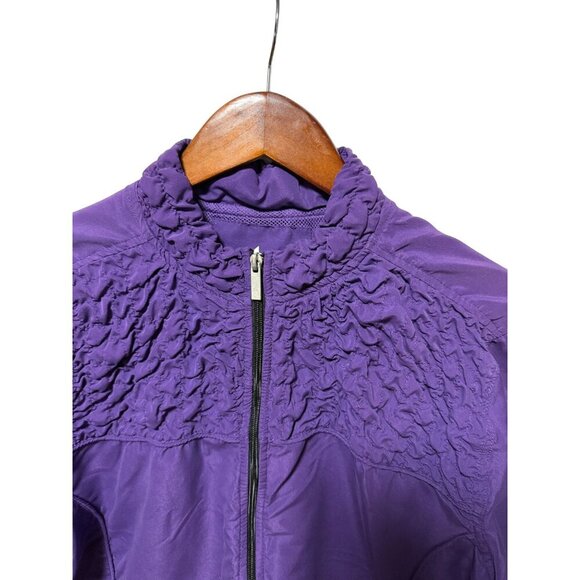 Athletech Womens‎ Lightweight Purple Zip-Up Jacket Smocked Accents Size XL - Picture 12 of 15